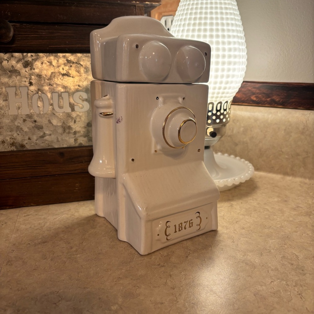 House of Webster Vintage Ceramic Cookie Jar or Wall Canister, Old Crank Phone - Picture 3 of 14